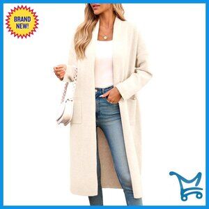 Oversized Chunky Knit Long Cardigan with Pockets Open Front Duster Coat